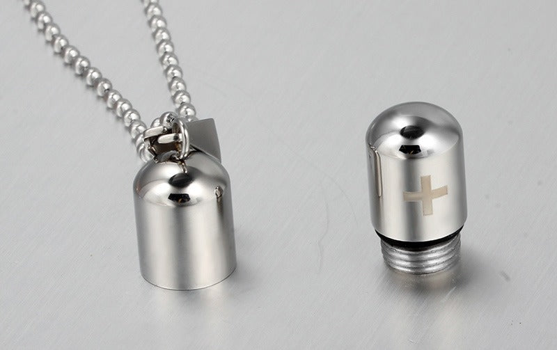 Collar con colgante de frasco de perfume de acero inoxidable Kemstone: diseño minimalista unisex para una elegancia diaria PN-176