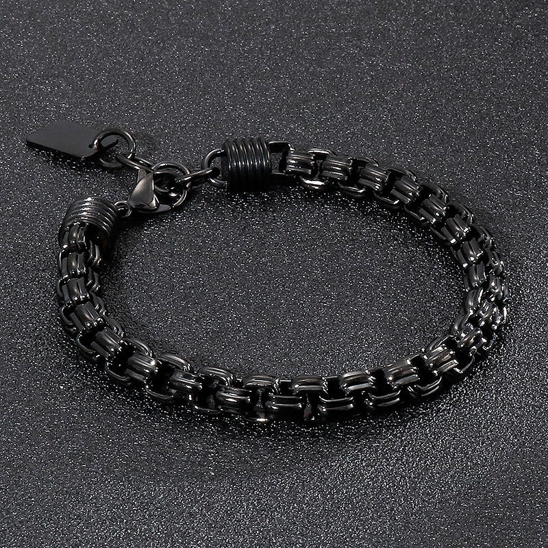 Kemstone Titanium Steel Box Link Bracelet for Men Square Chain Punk Gold Silver Black KB138817-KFC