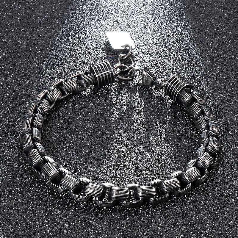 Kemstone Titanium Steel Box Link Bracelet for Men Square Chain Punk Gold Silver Black KB138817-KFC