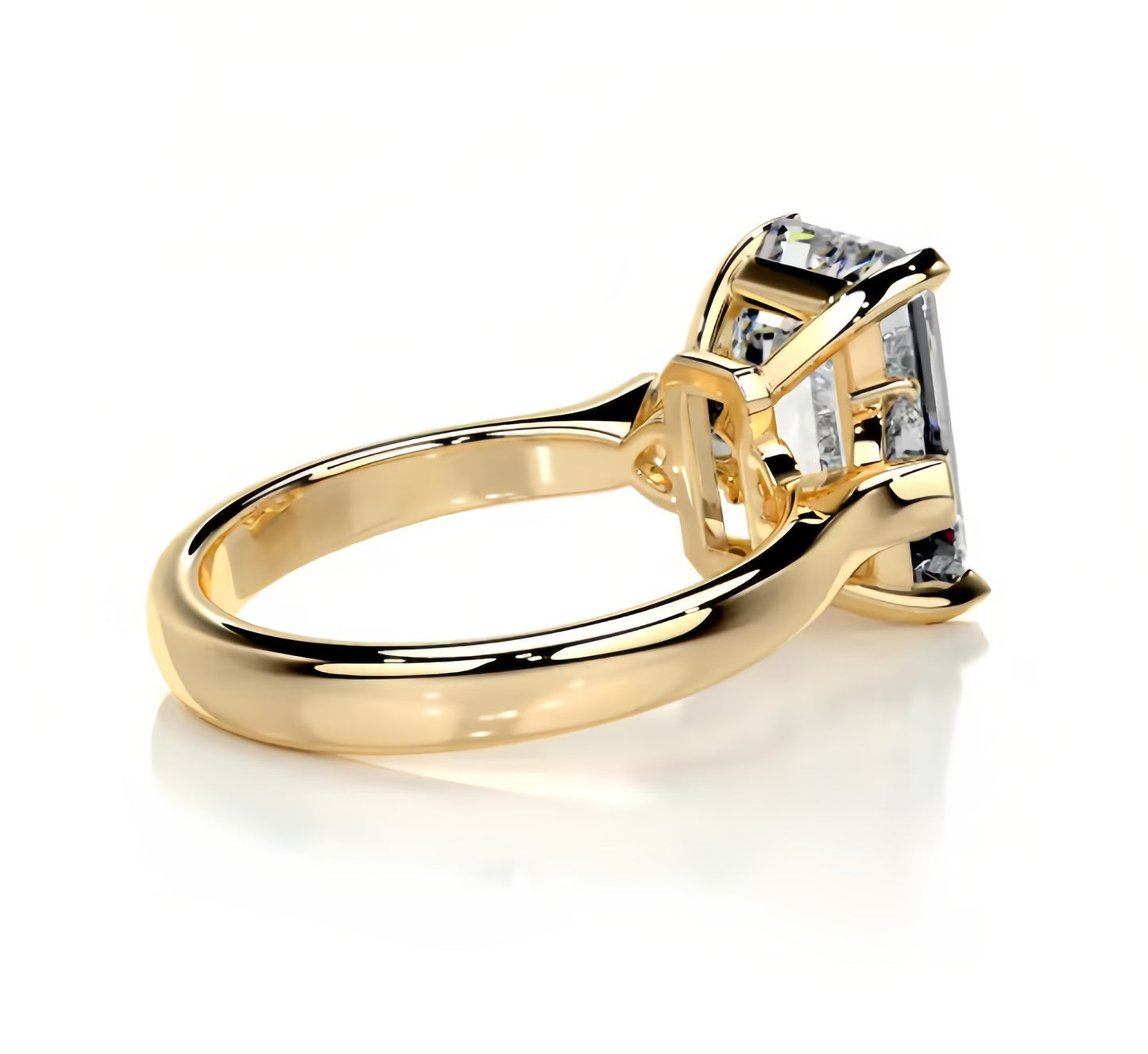 Three-Stone Moissanite Engagement Ring for Women | 2–5CT Heart, Oval, Princess, Emerald Cuts