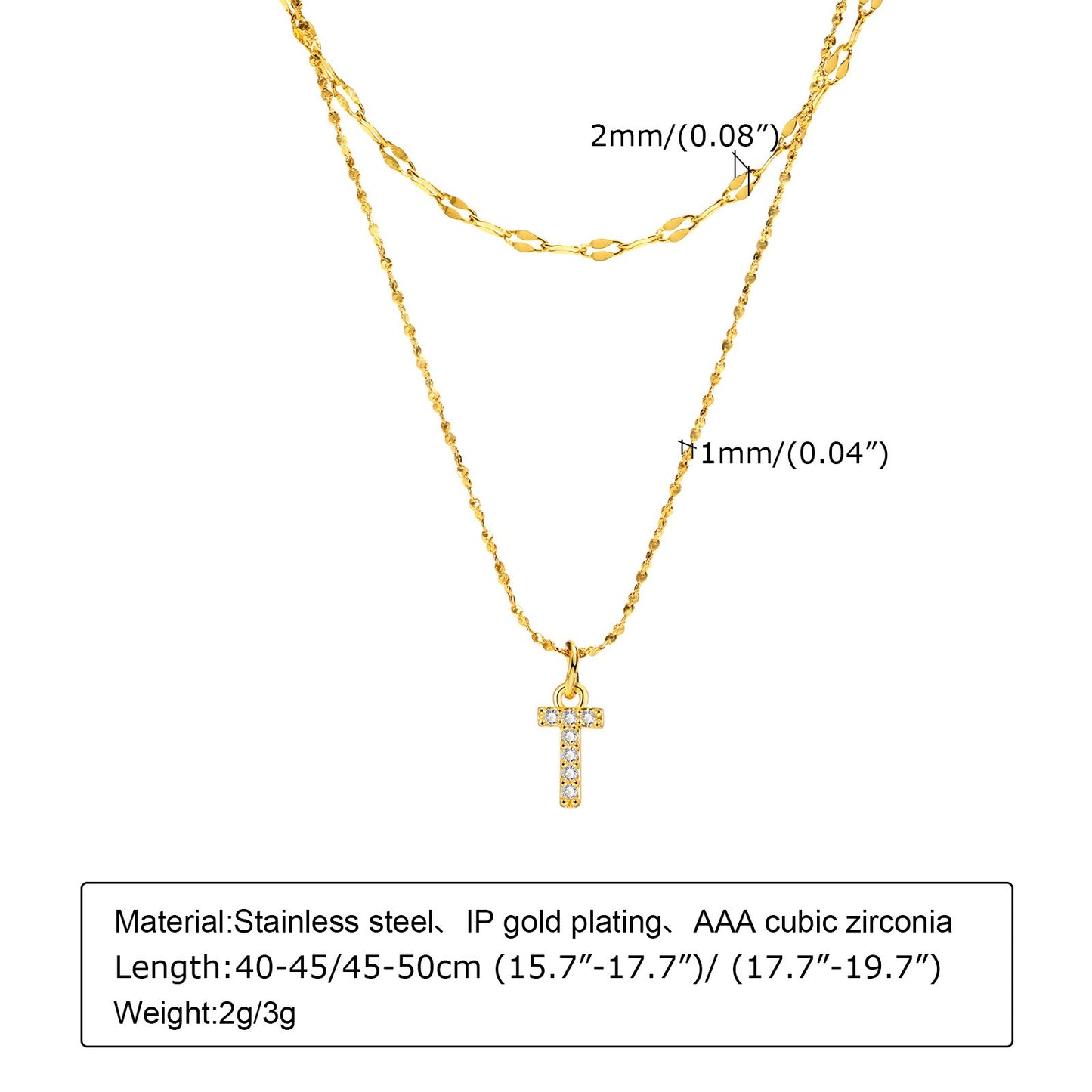 Collar de acero inoxidable Kemstone con 26 letras, cadena de estrellas y circonitas (2 piezas, verano, NC-1325G)