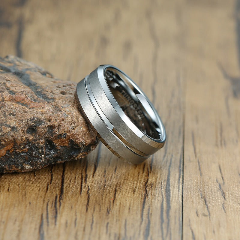 Kemstone 8mm Rugged Tungsten Steel Bottle Opener Ring - Durable Men's Fashion Accessory for Casual & Gifting TCR-039