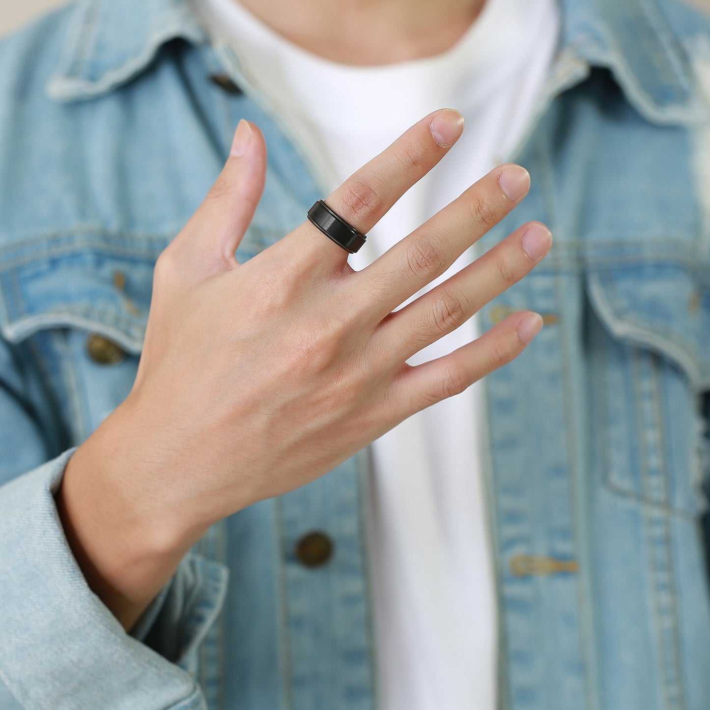 Kemstone Tungsten Steel Ring for Men - Modern Matte Black/Steel Blue/Satin Grey Unisex Minimalist Band | Durable Scratch-Resistant Jewelry  TCR-015