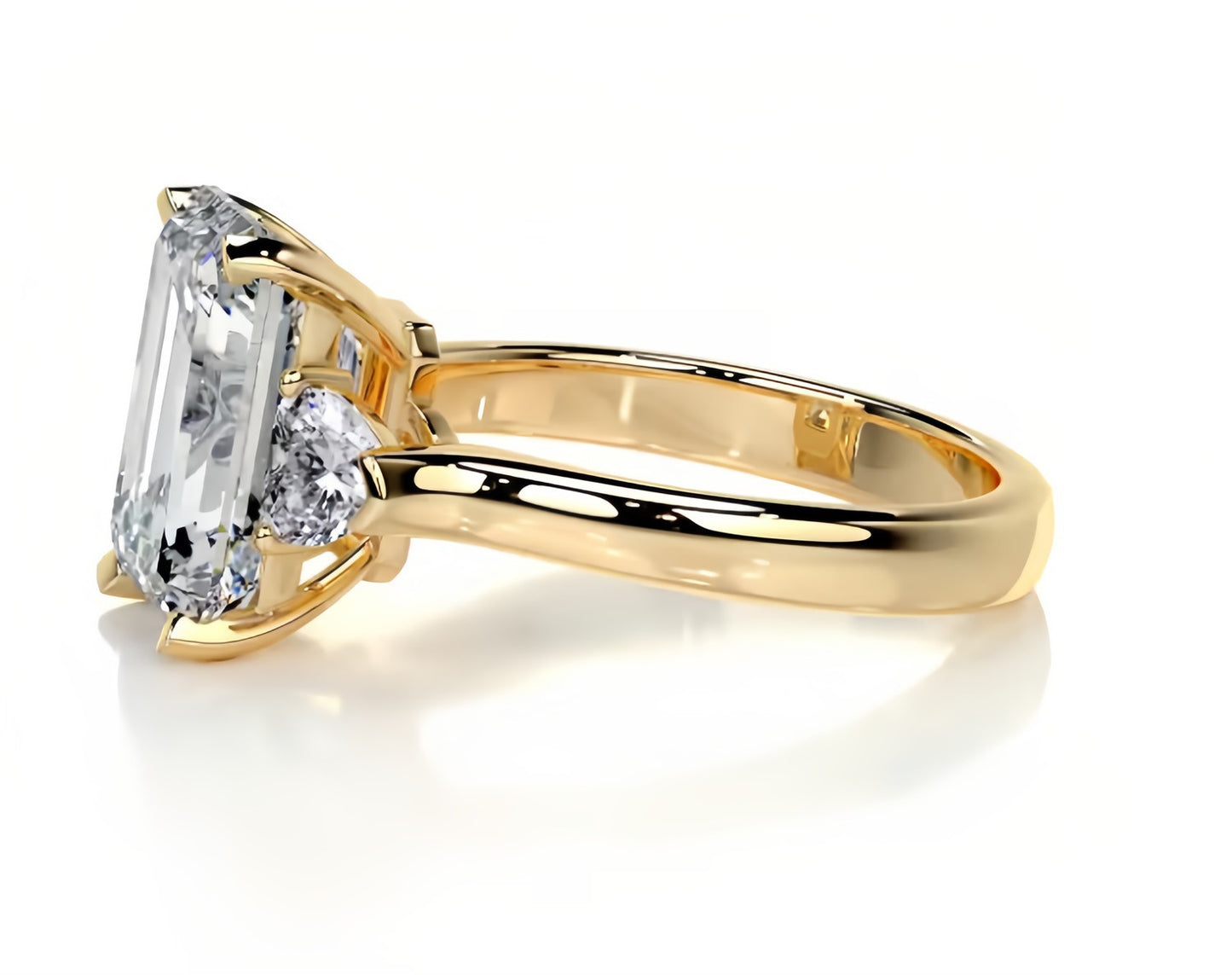 Three-Stone Moissanite Engagement Ring for Women | 2–5CT Heart, Oval, Princess, Emerald Cuts