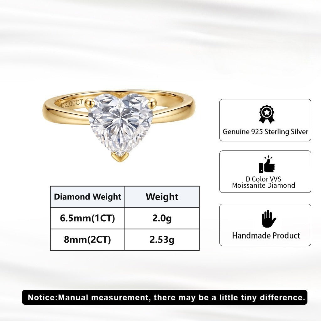 Kemstone 2CT Heart Moissanite Ring for Women 925 Sterling Silver SMOR49