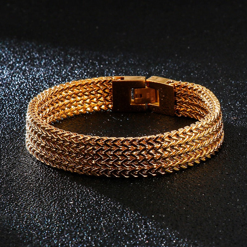 Kemstone Dragon Scale Chain Bracelet – Stainless Steel Fishbone Link with Box Clasp KB130184