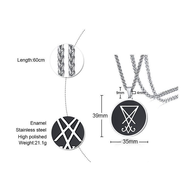 Kemstone Stainless Steel Sigil Round Pendant Necklace for Men PN-1245