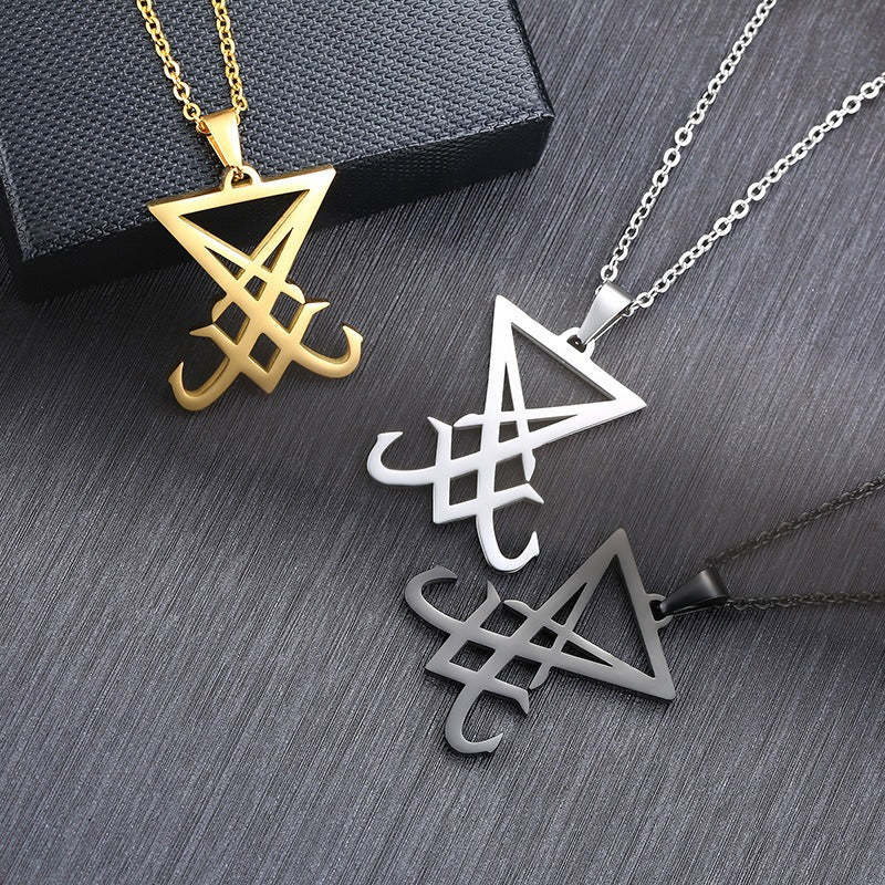 Kemstone Geometric Triangle Pendant Necklace for Men Stainless Steel Vertical Minimal Design