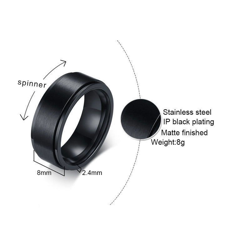 Kemstone Titanium Steel Spinner Ring – Minimalist Men’s Jewelry Ring R-394