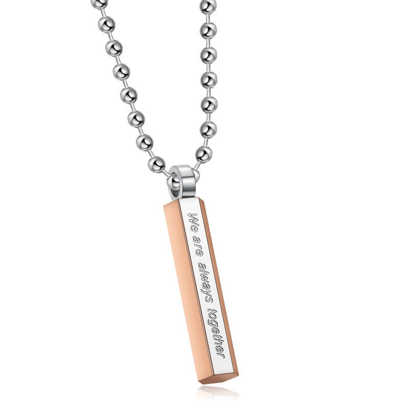 Kemstone Engraved Bar Necklace for Men & Women Titanium Steel TN0324