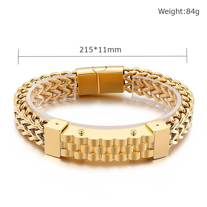 Kemstone Titanium Steel Reversible Chain Bracelet with Watchband Plate for Men KB138766-KFC