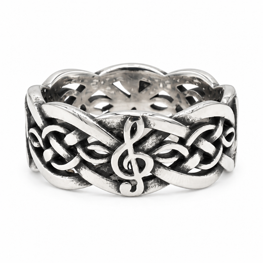 Kemstone Music Note Ring for Men Titanium Steel Celtic Knot Vintage R1685