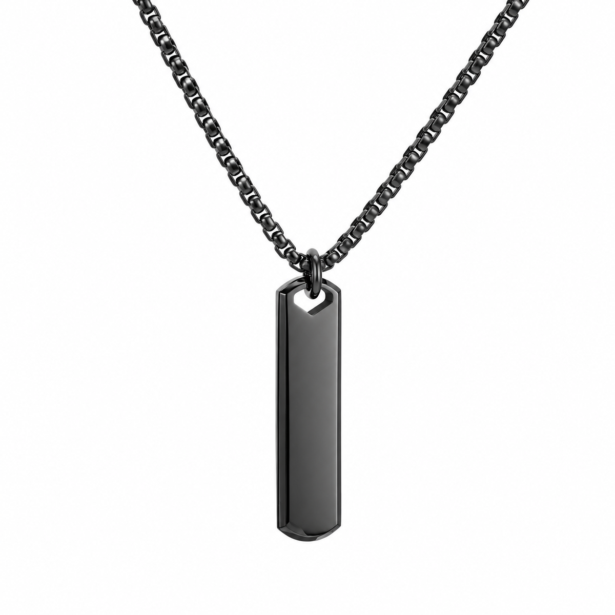 Kemston Slim Rectangular Bar Pendant Necklace for Men Geometric Silver Gold Black KN285569-KFC