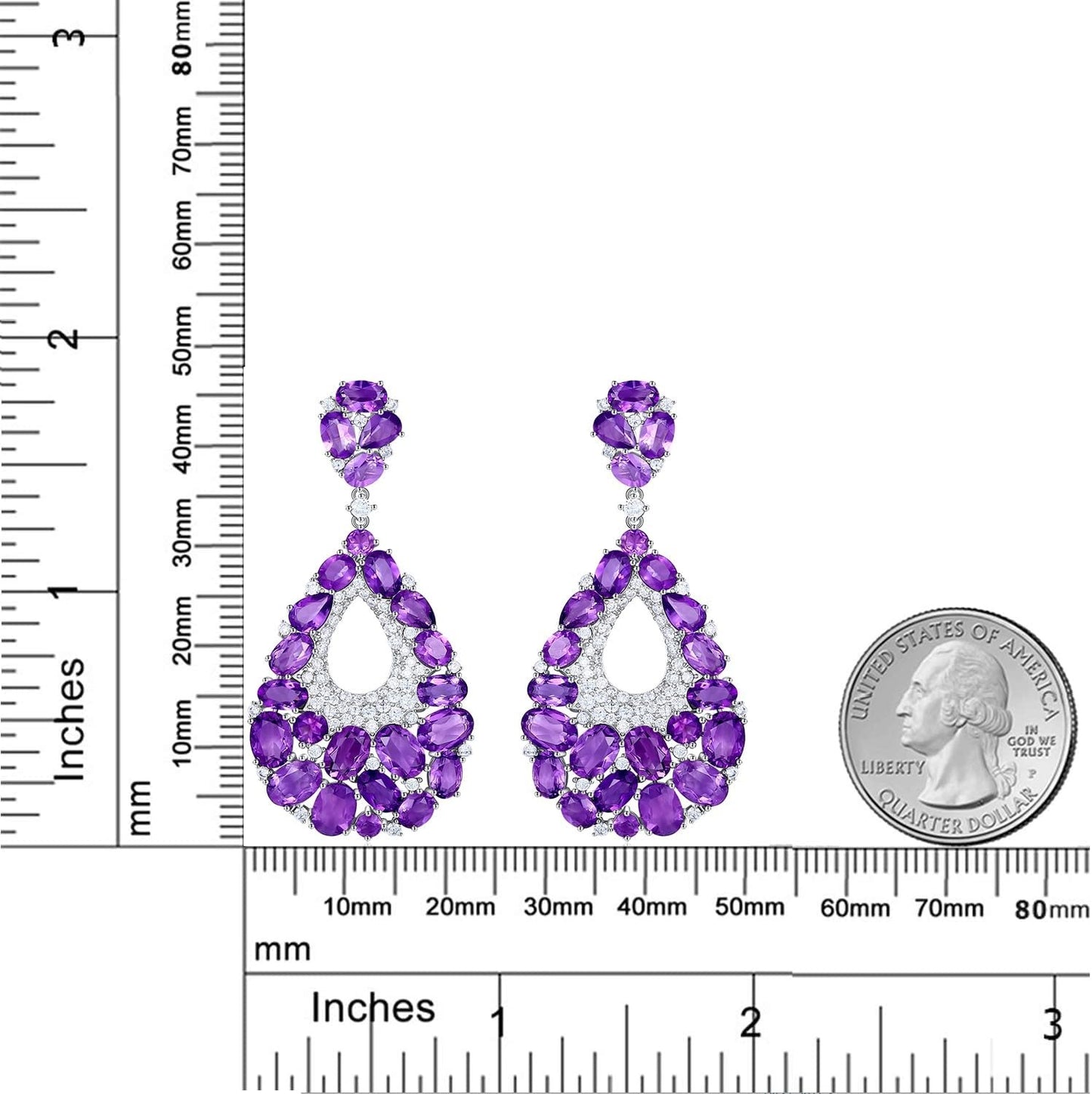 Pendientes colgantes de amatista natural de diseño original hechos a mano de Kemstone, joyería de plata de ley 925 para mujer, K24130S