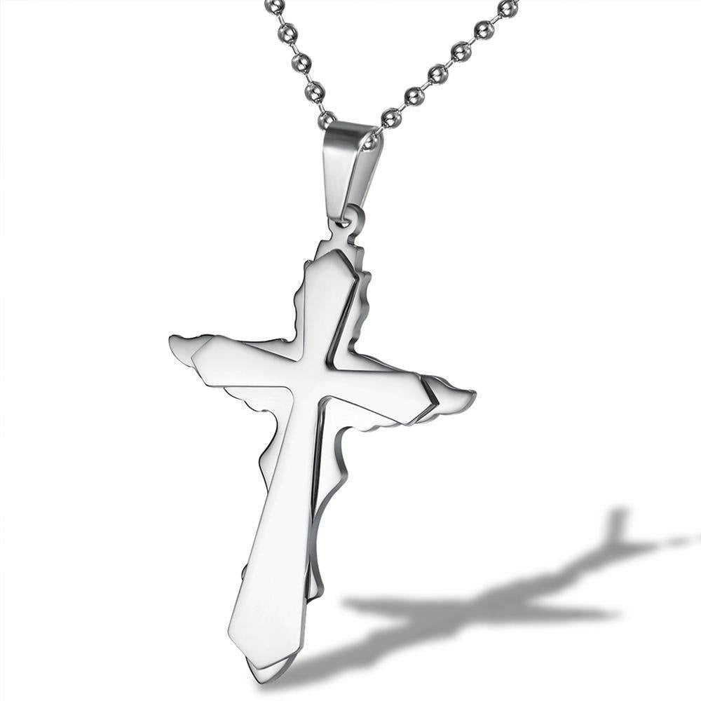 Kemstone Layered Cross Necklace for Men Stainless Steel TN0136