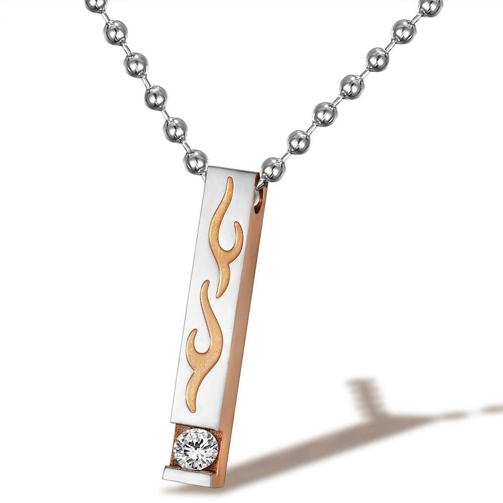 Kemstone Flame Bar Necklace for Men & Women Stainless Steel TN0137
