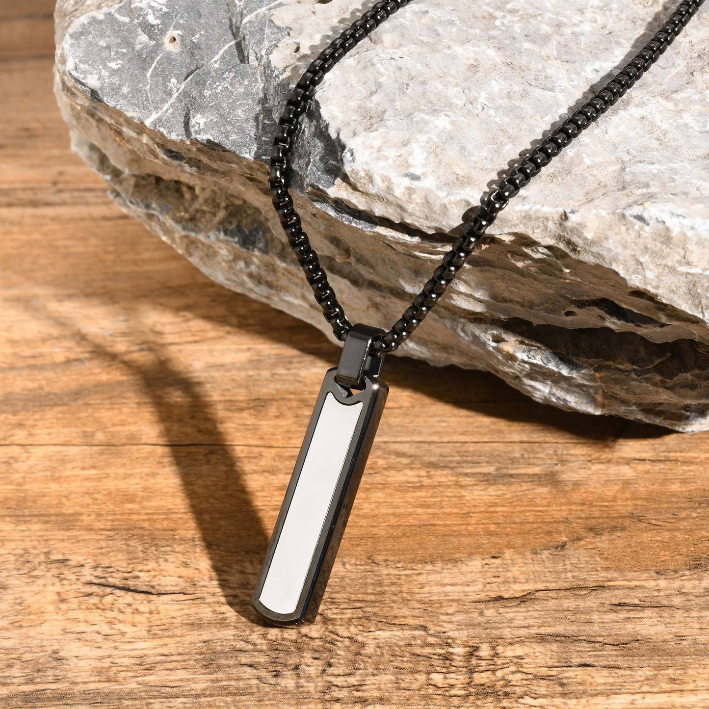 Kemstone Stainless Steel Bar Pendant Necklace for Men PN-2075