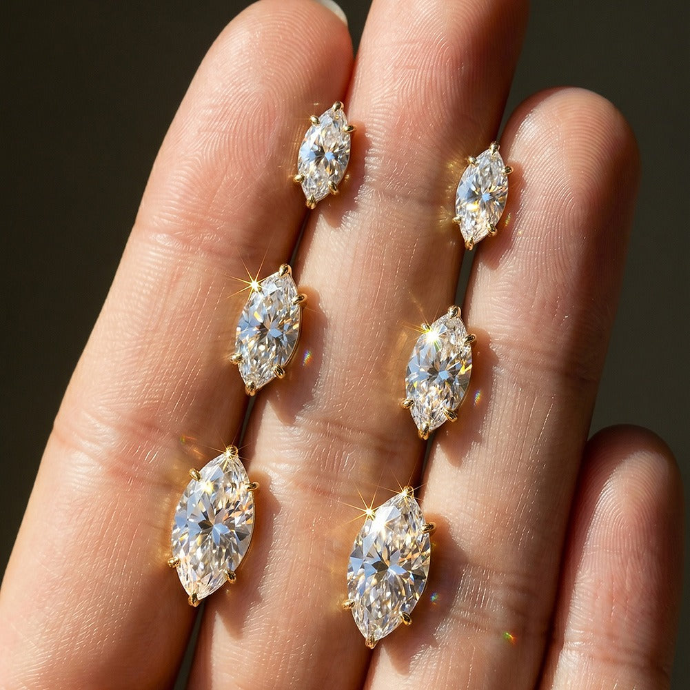 Kemston Marquise Moissanite Stud Earrings for Women 925 Sterling Silver SMOE24