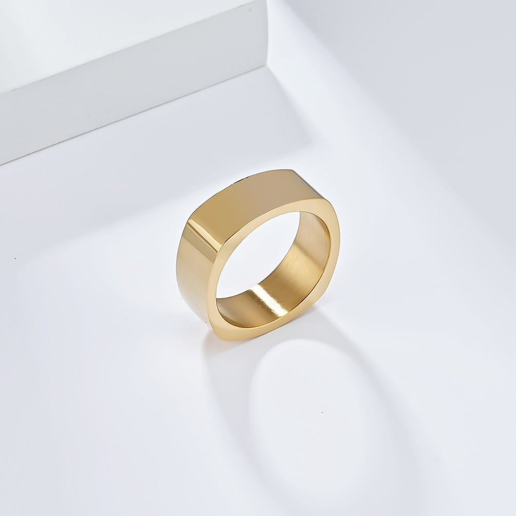 Kemstone Stainless Steel Square Ring for Men & Women – Bold Minimalist Jewelry K-R871
