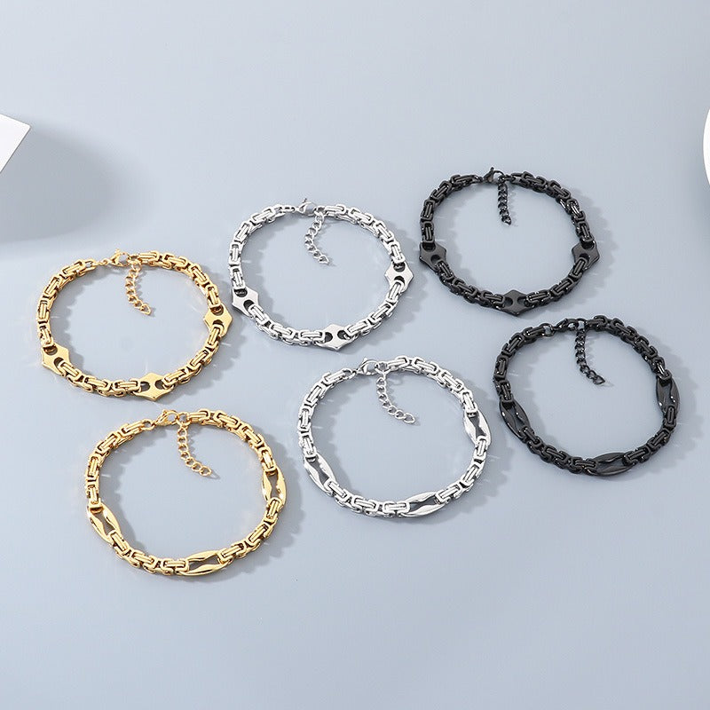 Kemstone Byzantine Chain Bracelet for Men – Titanium Steel Imperial Link KB209968-ZCG