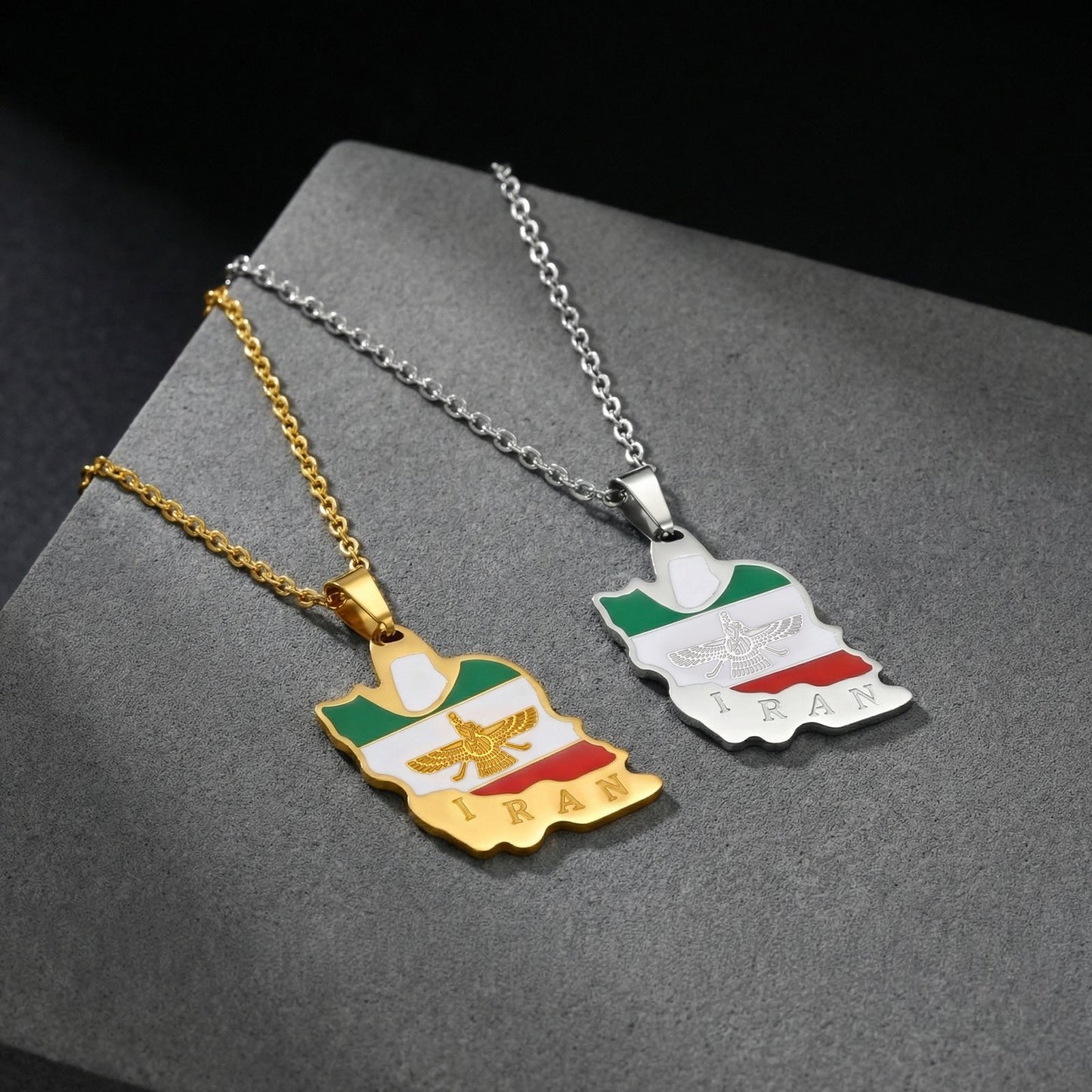 Kemstone Stainless Steel Iran Map Pendant Necklace for Men Women Gold Silver PN-2345 PN-2345