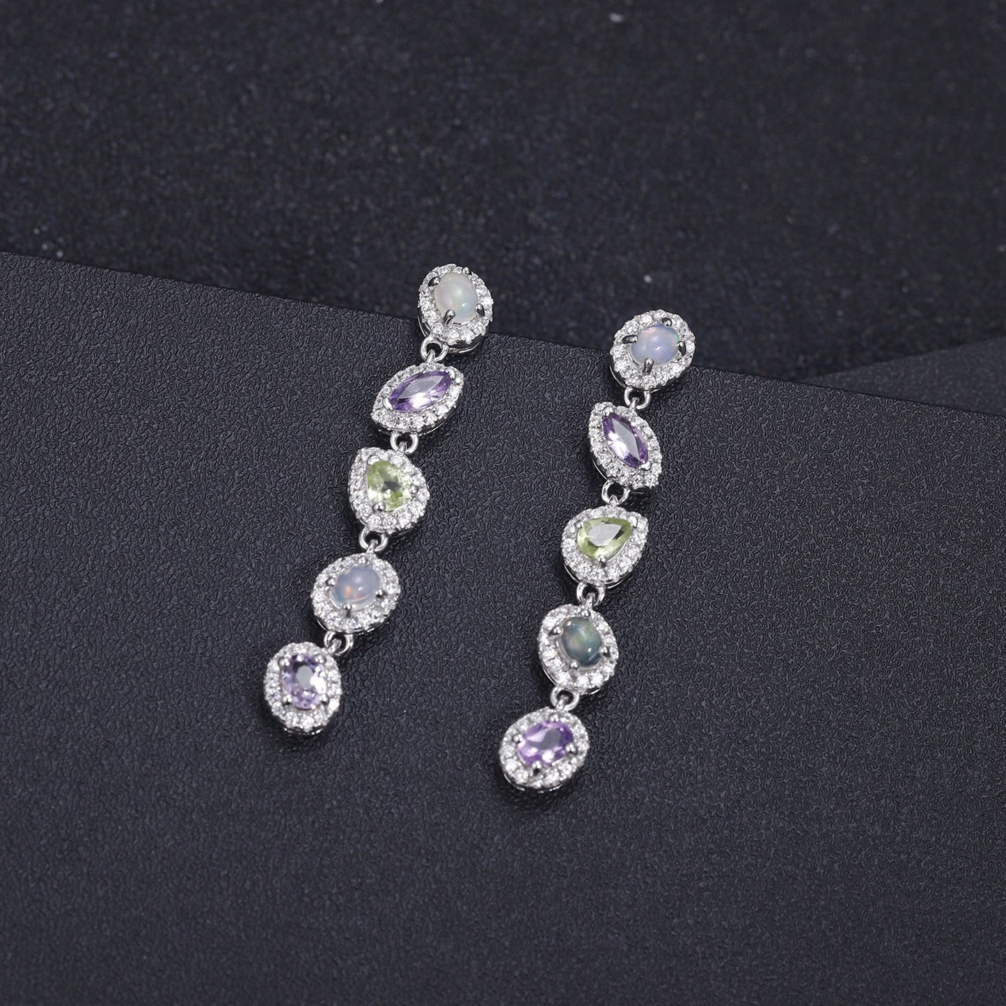 Orecchini pendenti in argento sterling con pietra preziosa naturale opale, realizzati a mano, originali, Kemstone, per donna, K231009E
