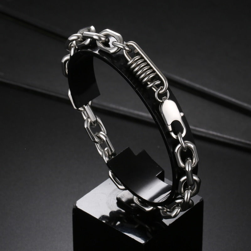 Kemstone Titanium Steel Chunky Chain Bracelet for Men Link Design KB147898-KLHQ