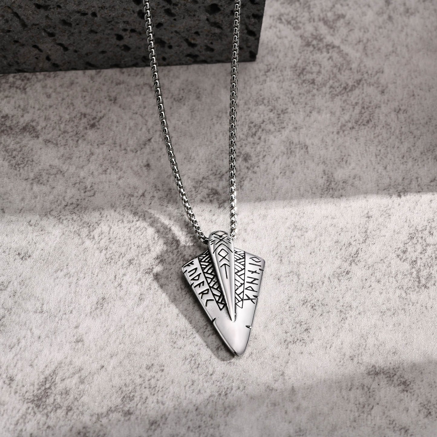 Kemstone Stainless Steel Arrow Pendant Necklace for Men Nordic Symbol Design NC-1417S