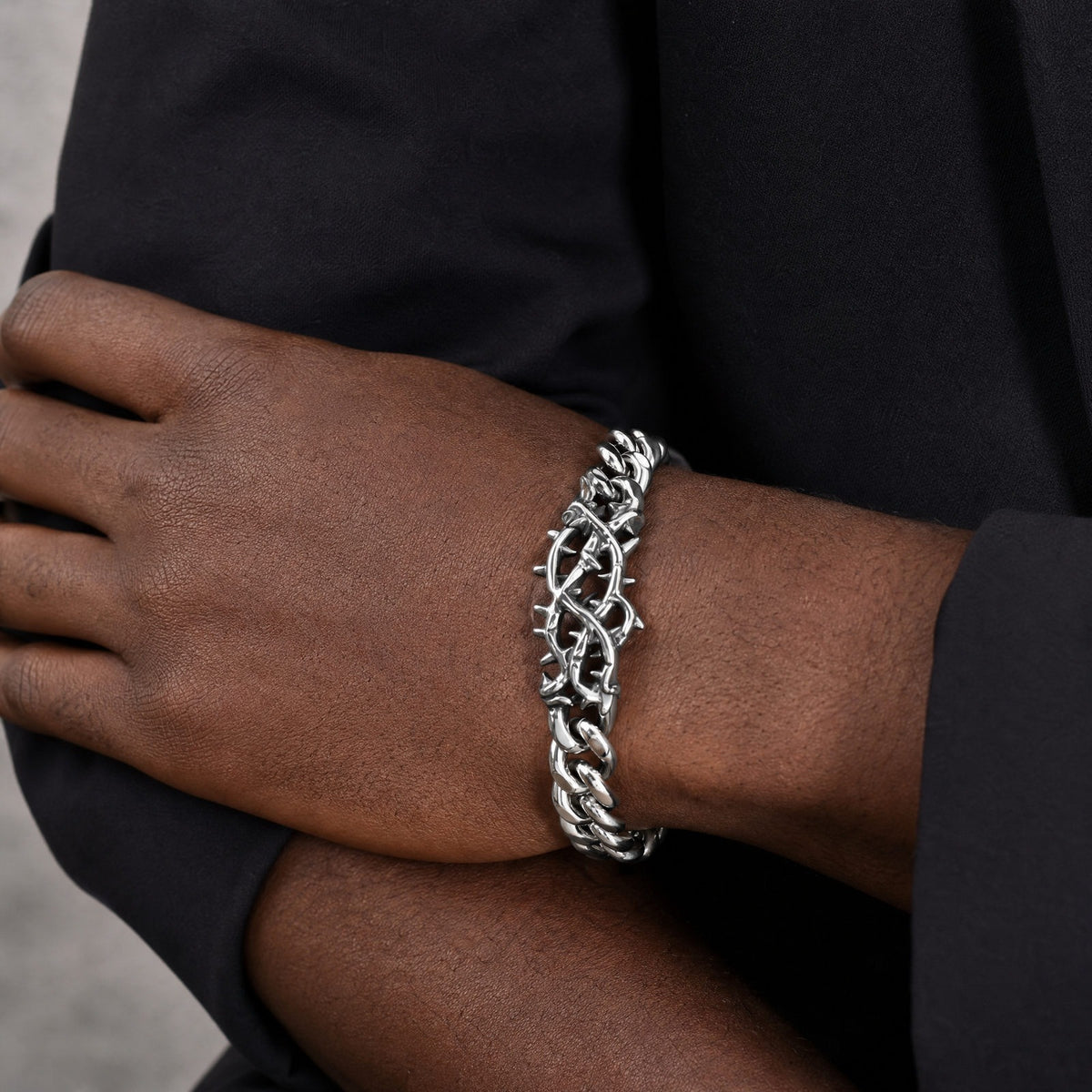 Kemstone Thorn Curb Chain Bracelet for Men Stainless Steel Gothic BR-3279