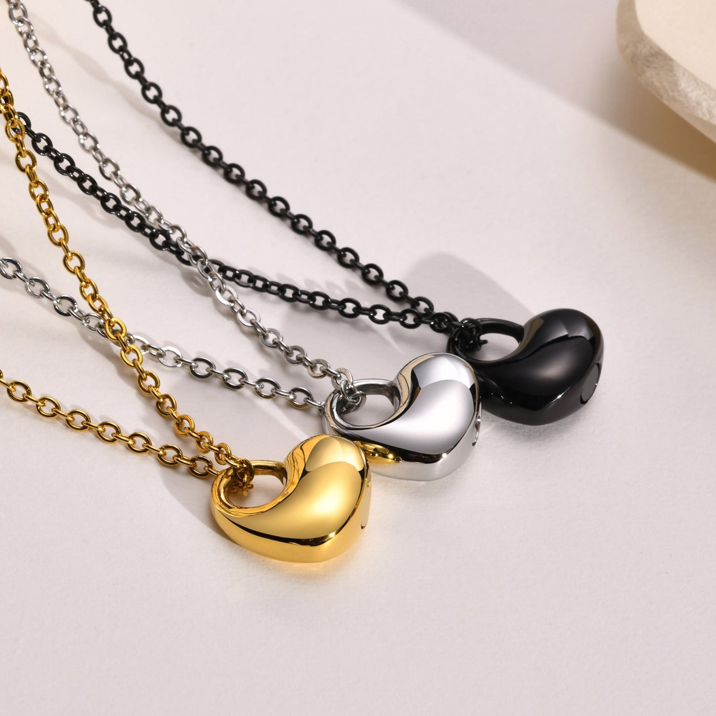 Stainless Steel Heart Urn Necklace for Women – Memorial Ashes Pendant Keepsake in Black / Gold / Silver – Gothic Vintage Cremation Jewelry PN-1627
