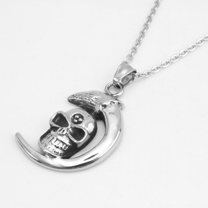 Kemstone 316L Stainless Steel Skull Pendant Necklace for Men Eagle Head Vintage Detail TN0072