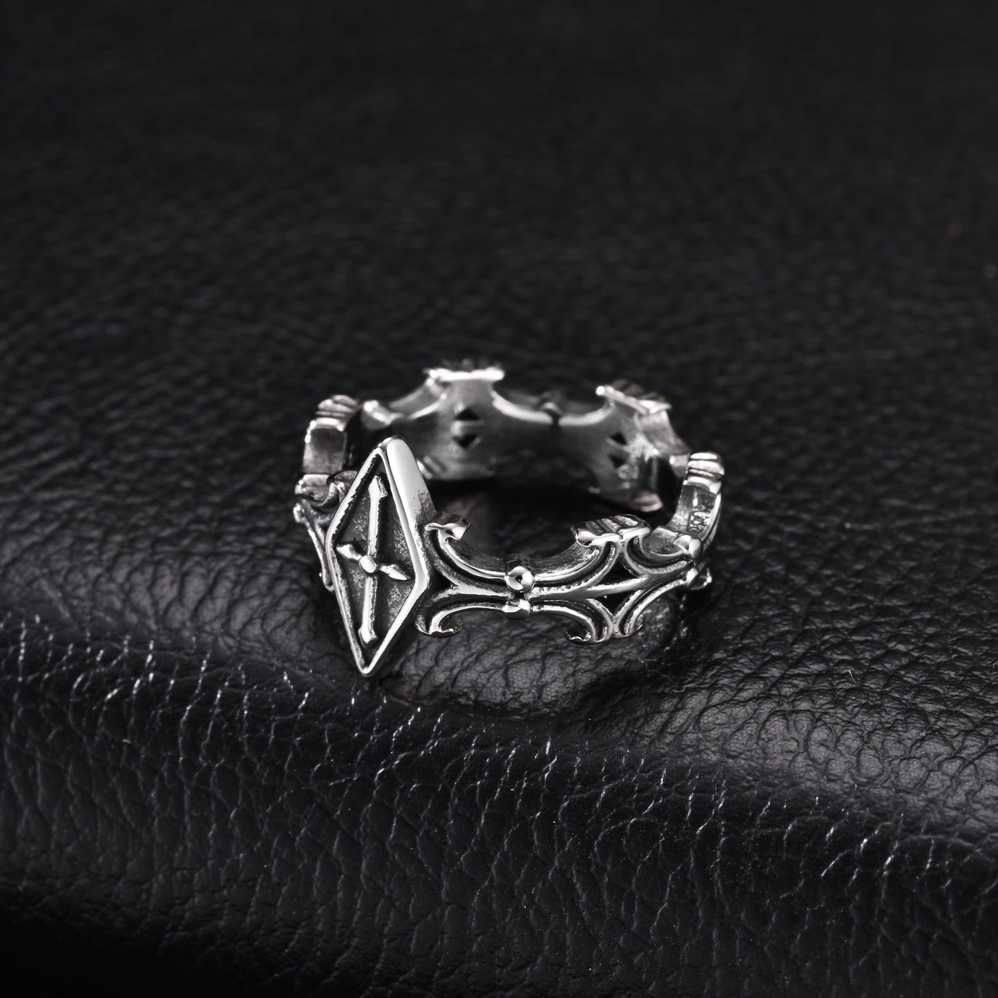 Kemstone Stainless Steel Cross Engraved Ring for Men Women Gothic Vintage Band RC-1145