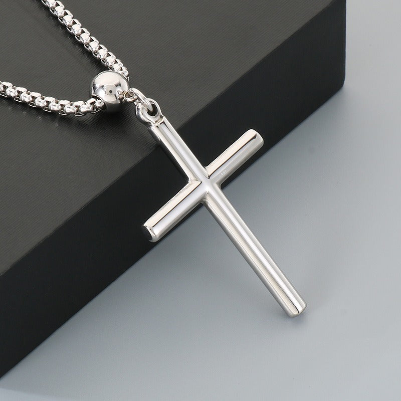 Kemstone Titanium Steel Cross Pendant Necklace for Men – Polished Design K-PT411