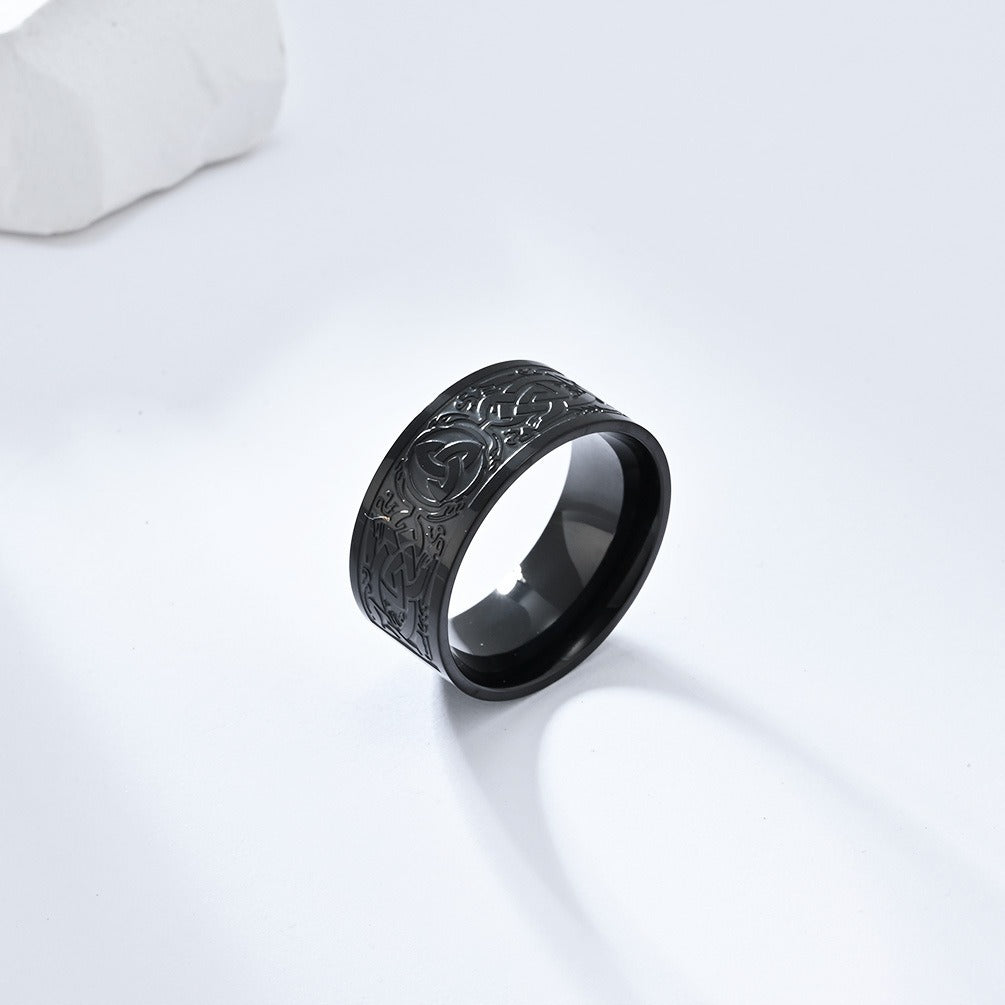 Kemstone Men’s Titanium Steel Celtic Triquetra Ring – Eternal Knot K-R755