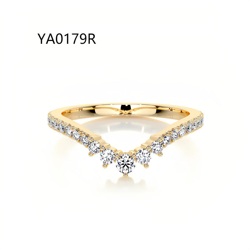 Kemstone S925 Gold D–E VVS Curved Moissanite Rings Wedding Band