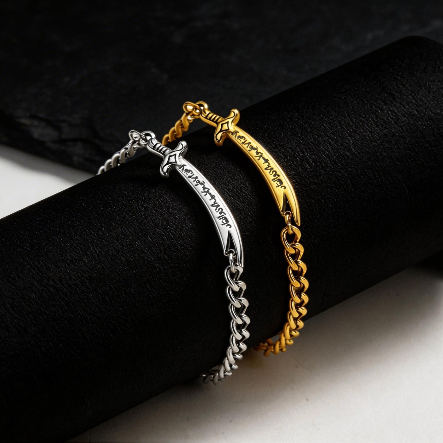 Kemstone Stainless Steel Blade Chain Bracelet for Men Cuban Link Gold Silver BR-2755