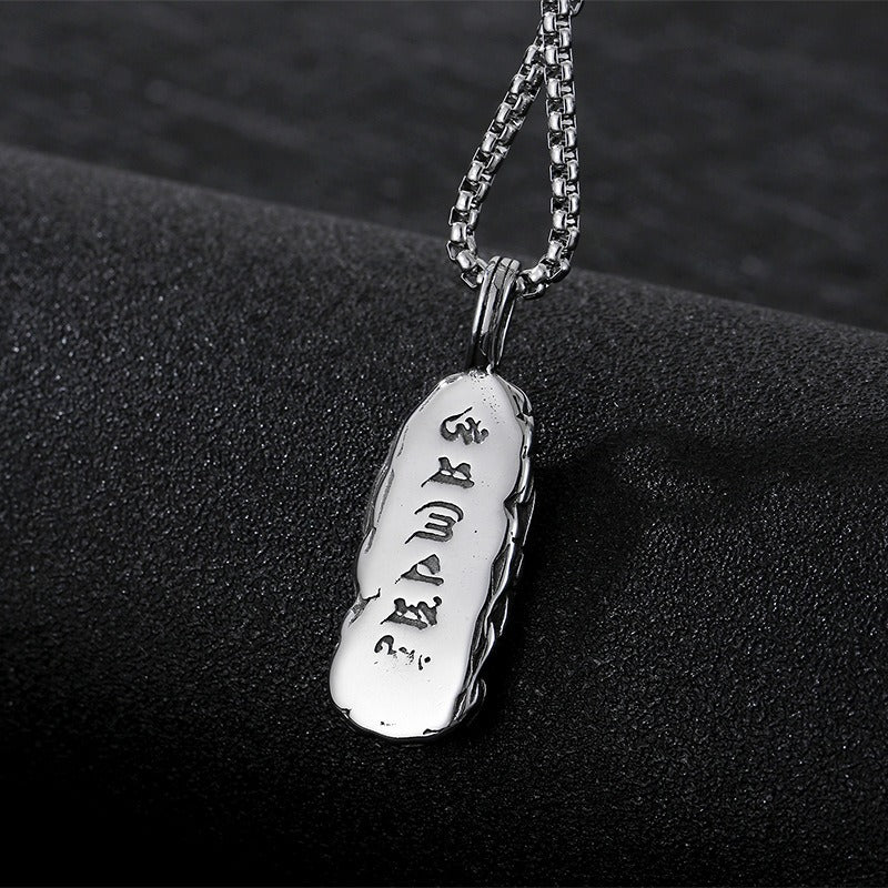 Kemstone Titanium Steel Men’s Pendant Necklace – Gothic Carved Motifs KP94612