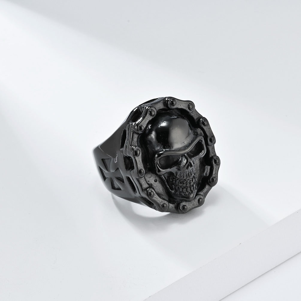 Kemstone Stainless Steel Skull Ring – Biker & Hip Hop Style K-R857