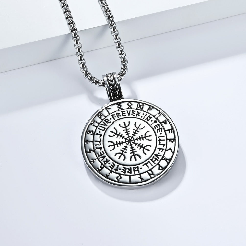 Kemston Tree of Life Viking Rune Pendant Necklace for Men Stainless Steel Nordic Jewelry K-PT638