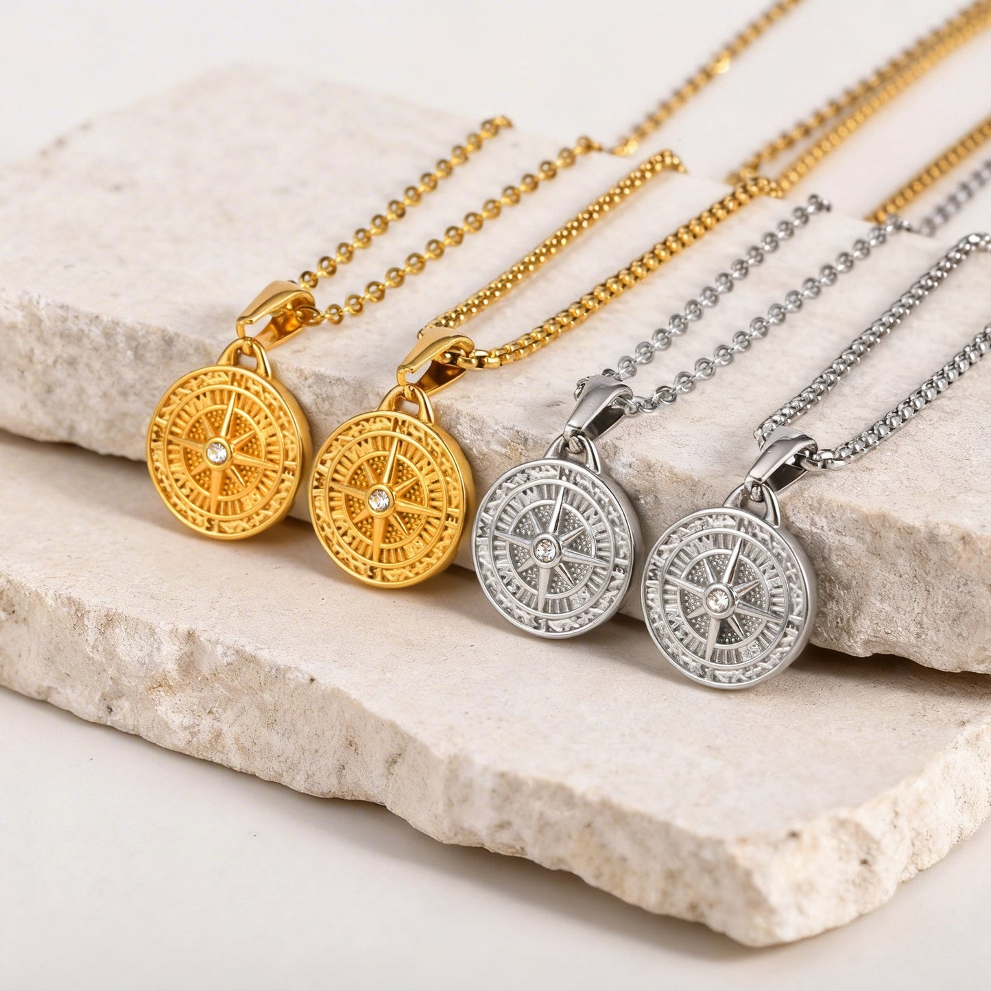 Kemstone Stainless Steel Octagram Star Pendant Necklace for Men Women Gold Silver PN-2336