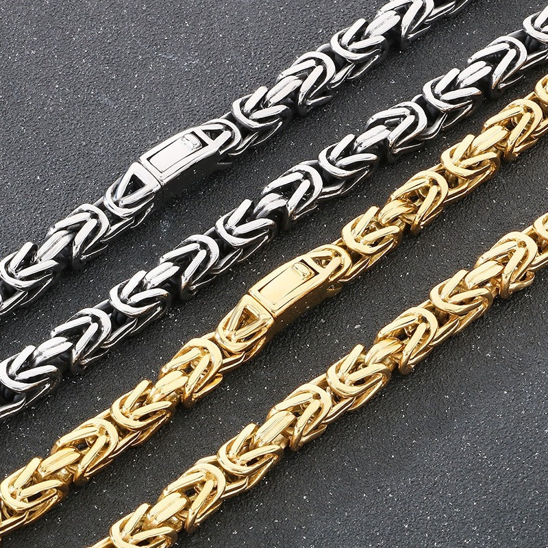 Kemstone Titanium Steel Peace Pattern Imperial Chain Necklace – Vintage Hui Geometry for Men KN86617-BD