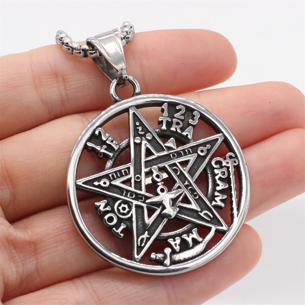 Kemstone Titanium Steel Five Point Star Pendant Necklace for Men P1387