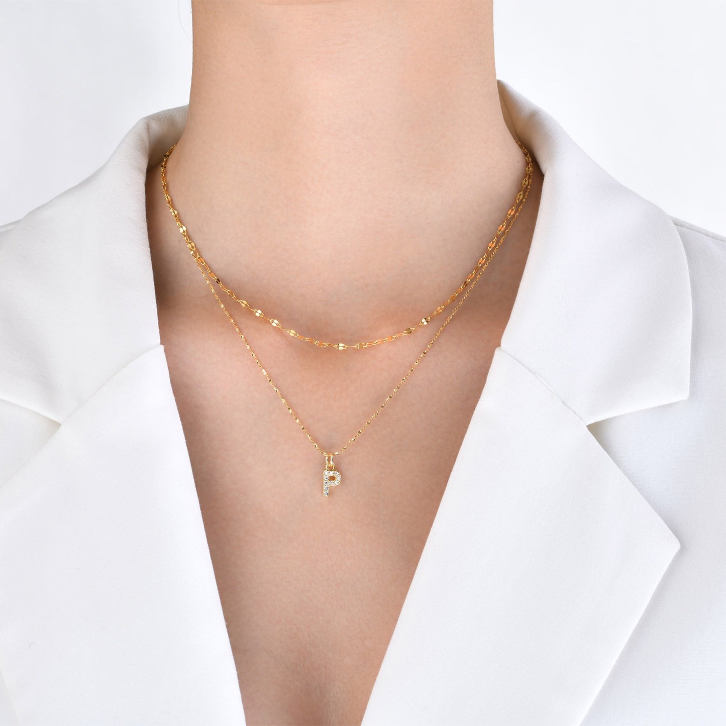 Collar de acero inoxidable Kemstone con 26 letras, cadena de estrellas y circonitas (2 piezas, verano, NC-1325G)