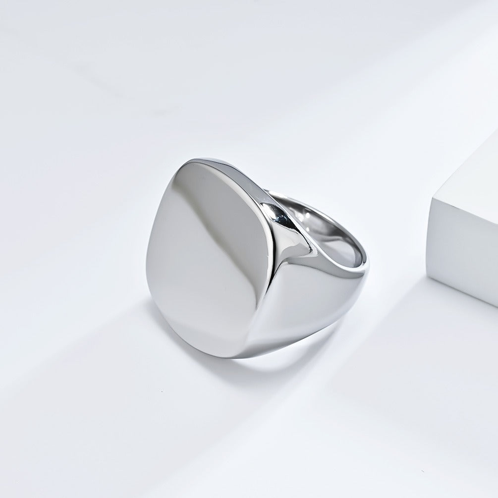 Kemstone Wide Polished Ring for Men Stainless Steel Minimalist K-R899