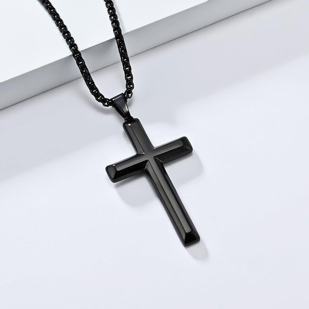 Kemstone Titanium Steel Cross Pendant Necklace for Men & Women – Minimalist Jewelry K-PT600