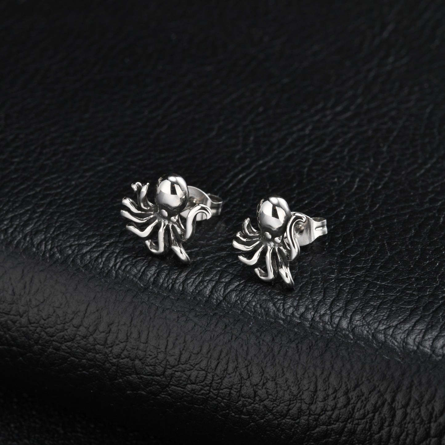 Kemstone Stainless Steel Octopus Stud Earring for Men Vintage Silver ES-831