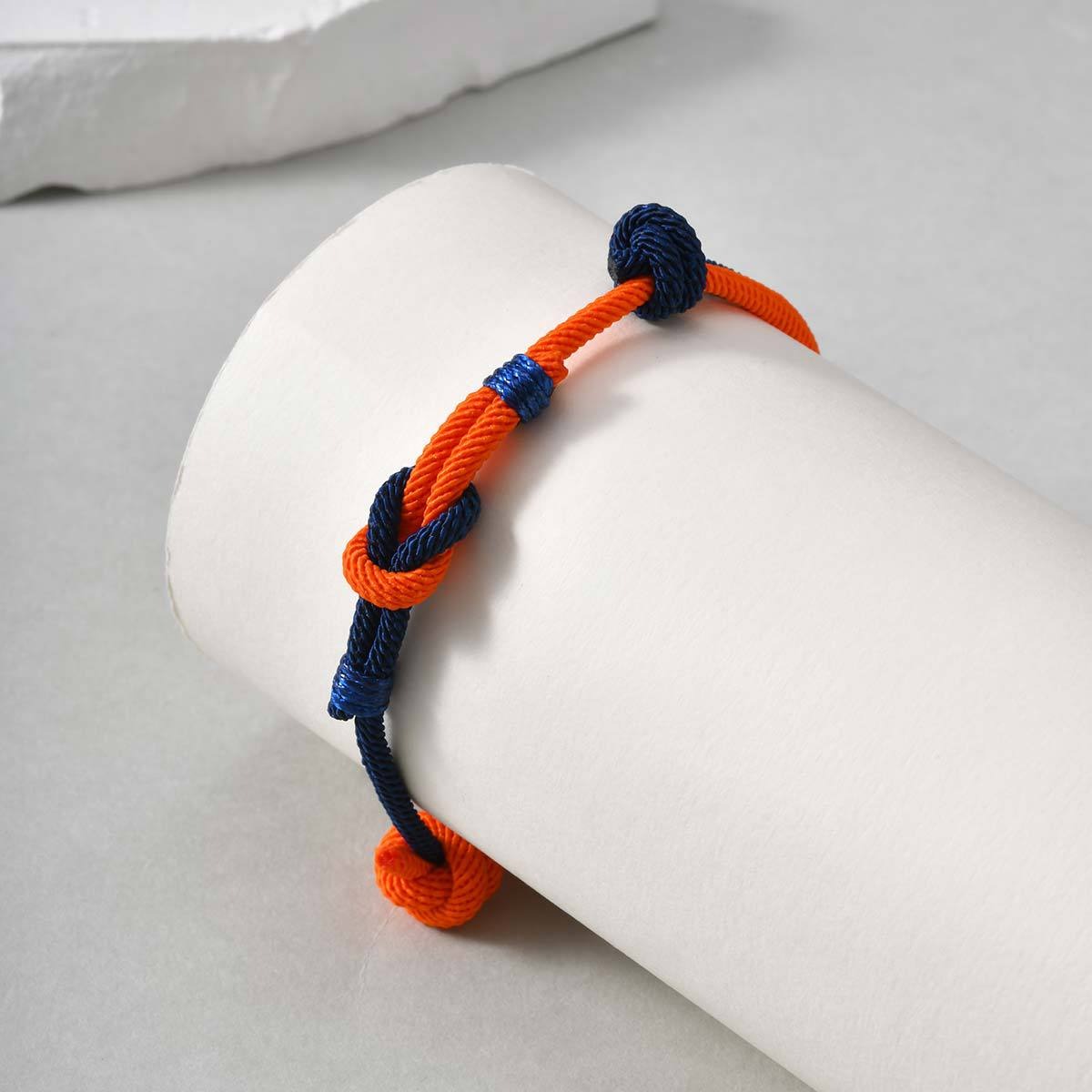 Kemstone Blue Orange Milan Rope Infinity Knot Bracelet for Men & Women BL-819