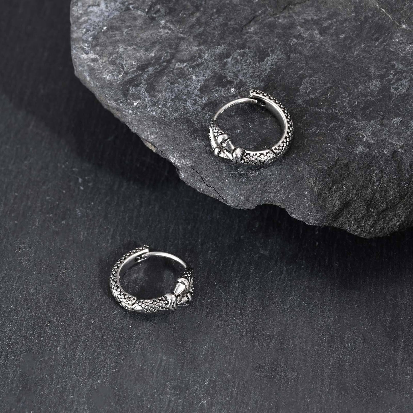 Kemstone Stainless Steel Geometric Claw Hoop Earring for Men – Retro Punk EH-837S