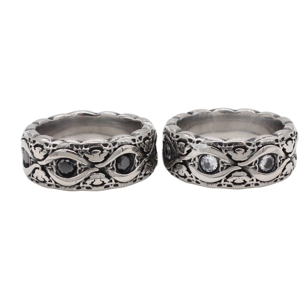 Kemstone Titanium Steel Vintage Cubic Zirconia Ring for Men R1913