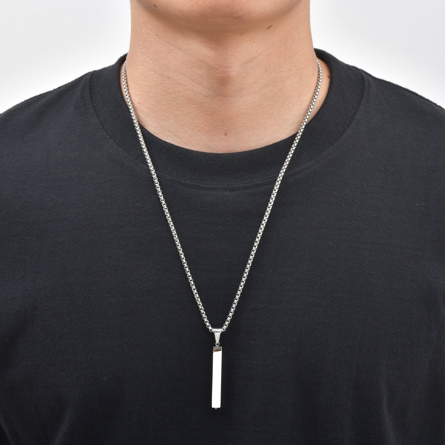 Kemston Letter Necklace for Men Stainless Steel Bar Pendant Minimalist Design PN-2380